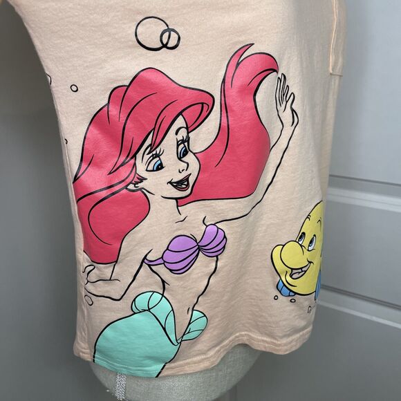 Disney Princess Ariel Little Mermaid Short Sleeve Peach Pink Girls XL Licensed - Picture 6 of 9